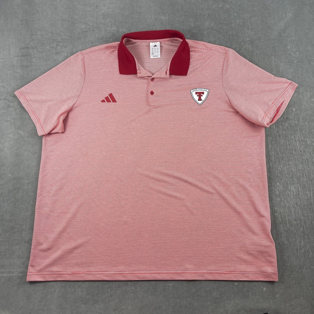 Texas Tech Red Raiders Adidas Mens 3XL Red Striped Polo Shirt Golf Sporty